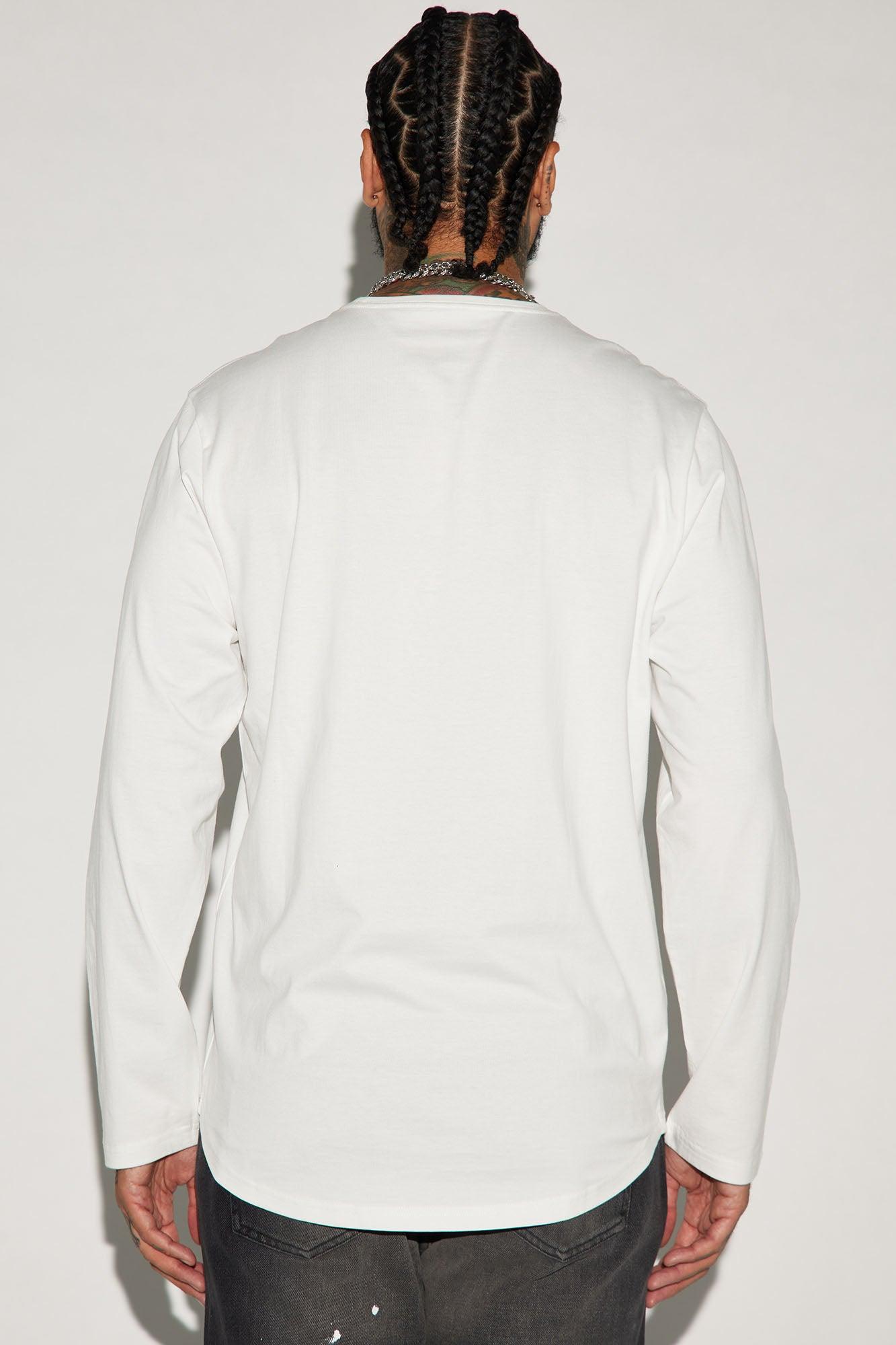 Essential Long Sleeve Scallop Tee - White Product Image