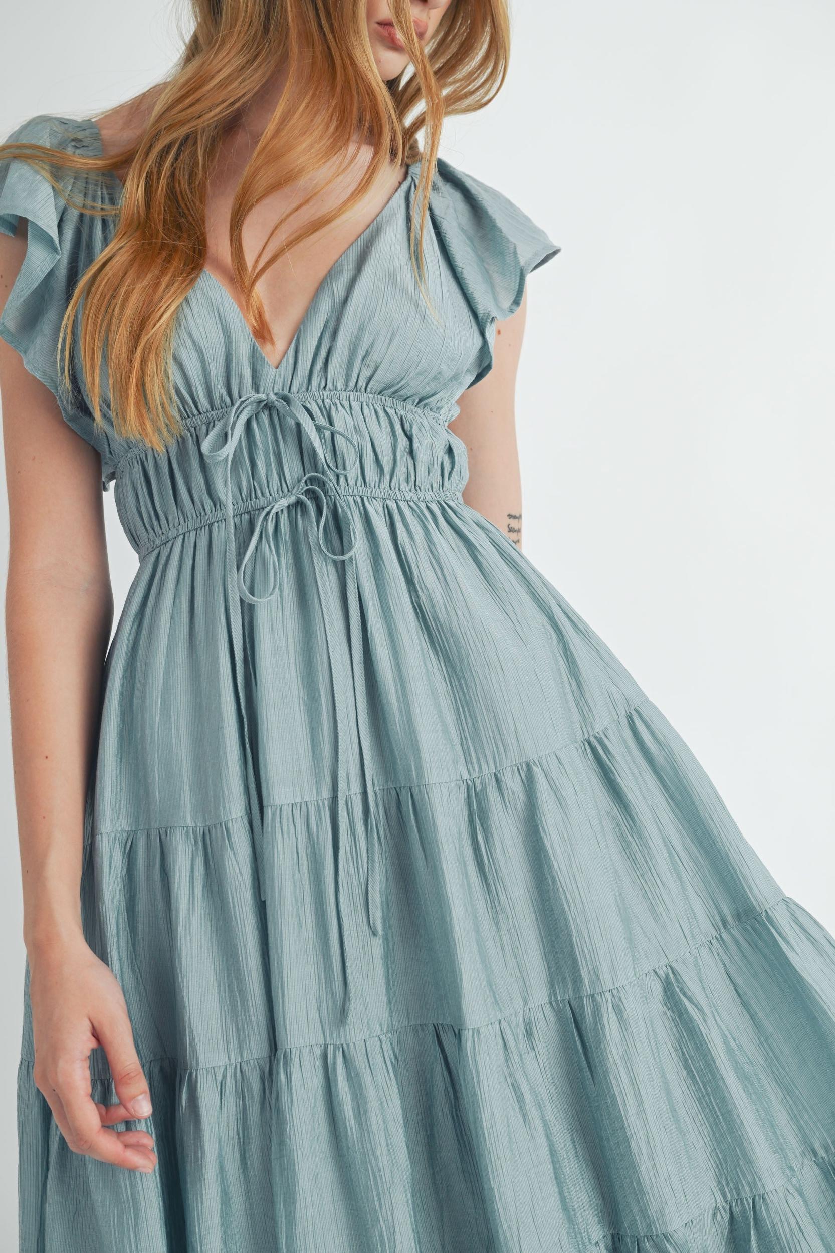 Ruffle Sleeve Summer Midi Dress Product Image