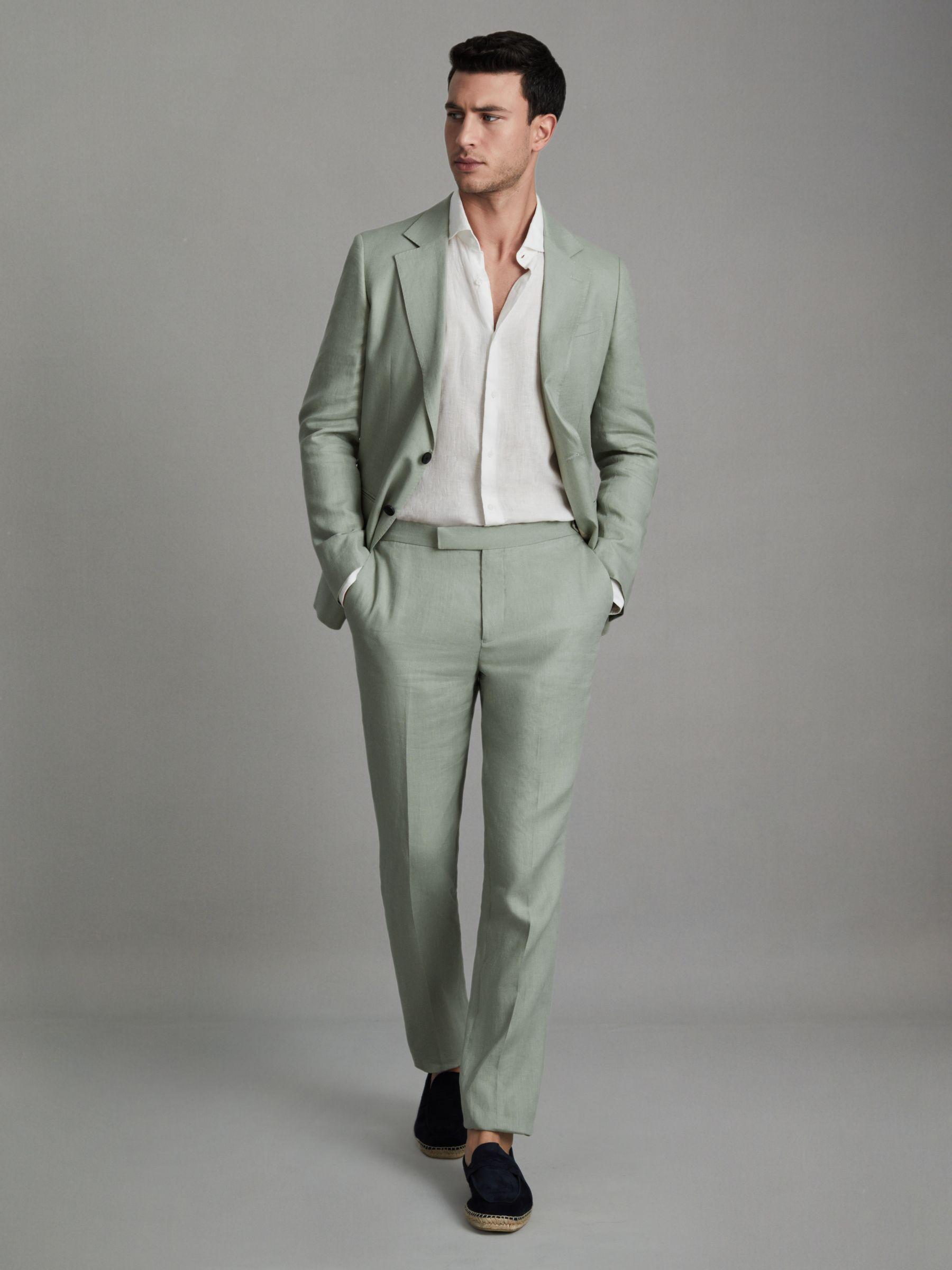 Linen Tapered Trousers Slim-Fit in Apple Product Image