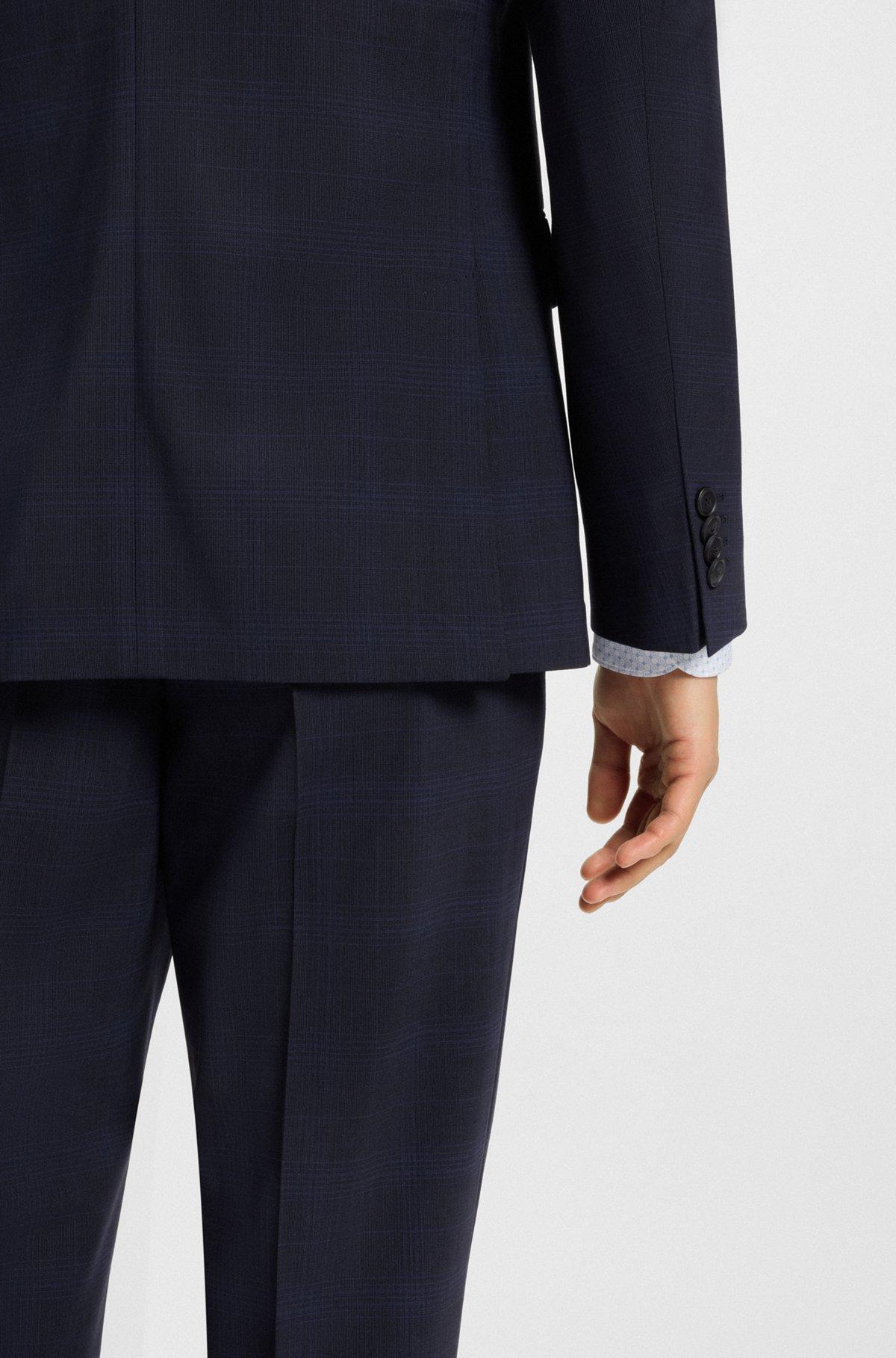 Slim-fit suit in checked crease-resistant stretch wool Product Image