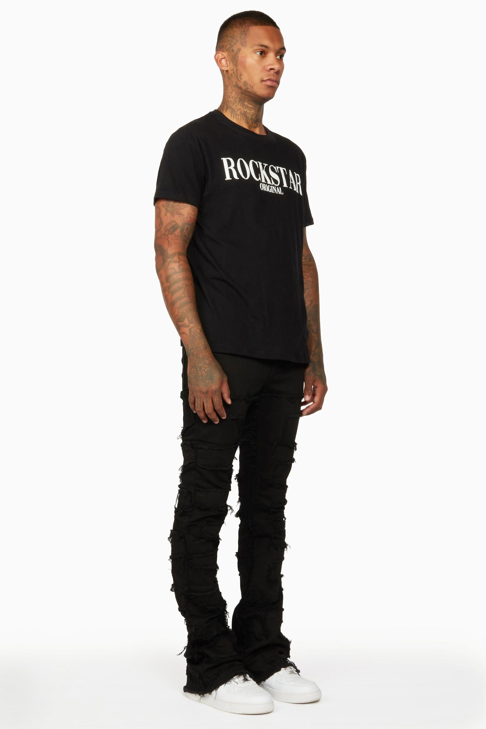 Shake Black Stacked Flare Jean Male Product Image