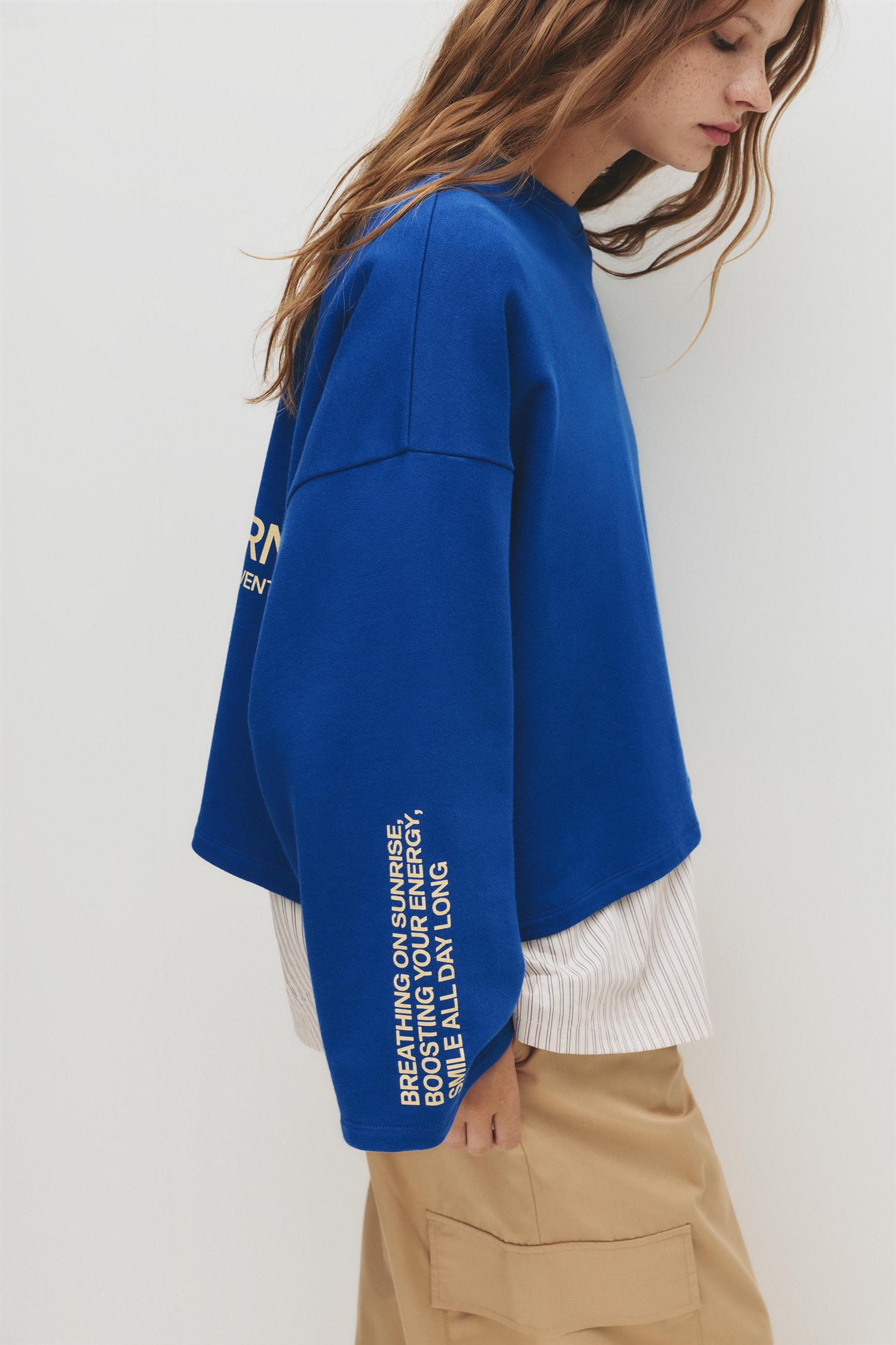 Embroidered blue sweatshirt Product Image