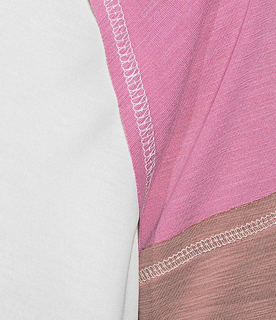 Moa Moa Short Sleeve Color Block Cropped T-Shirt Product Image