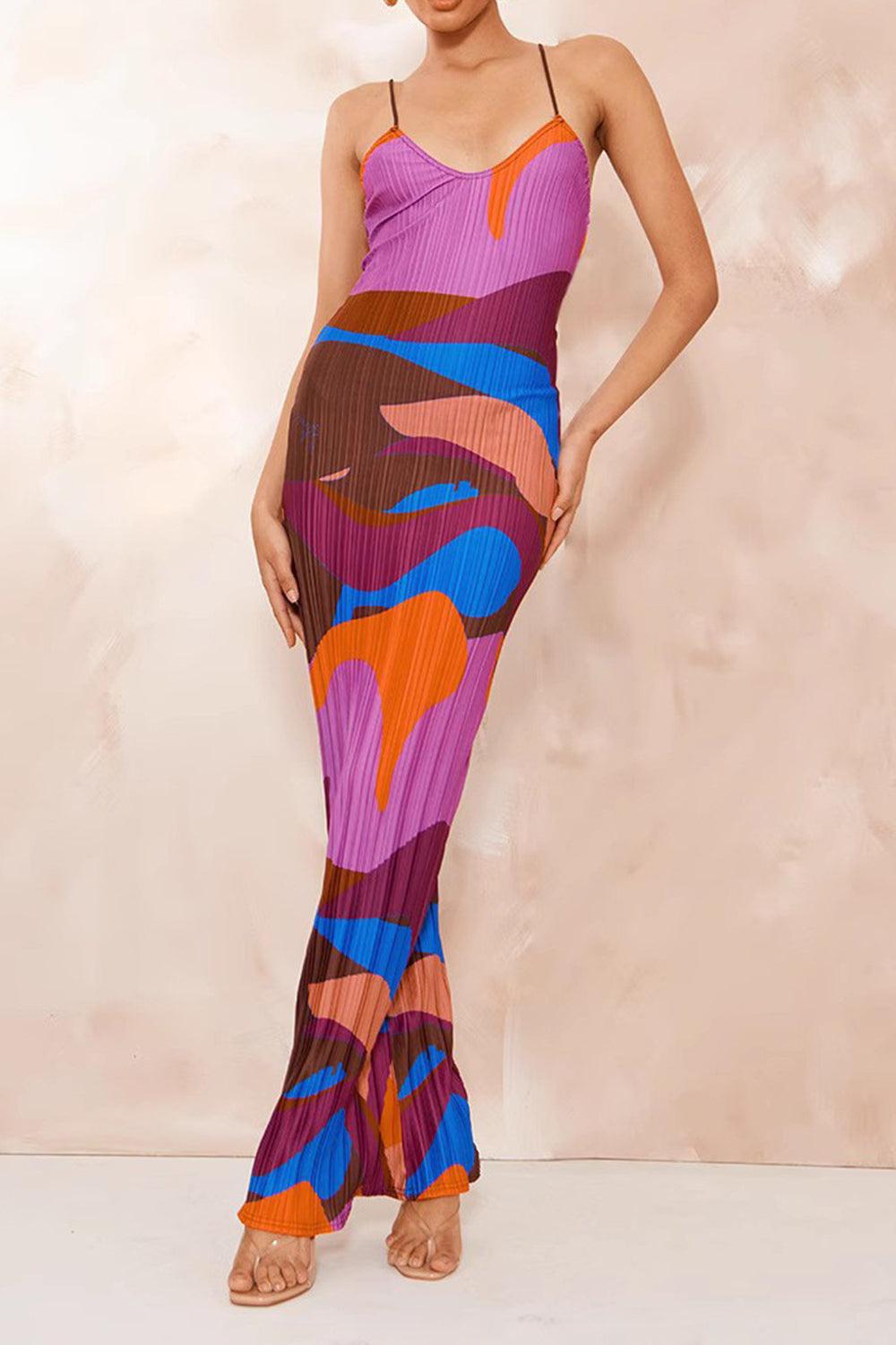 Backless Printed Maxi Cami Dress Product Image