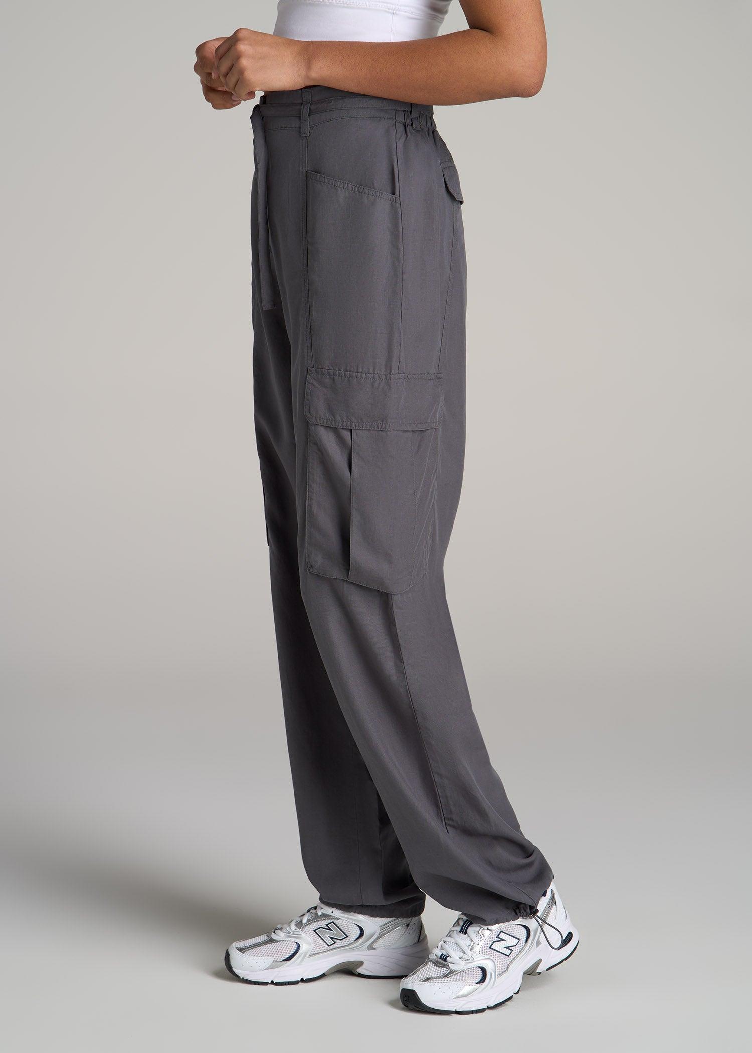 High Rise Cargo Parachute Pants for Tall Women in Slate Female Product Image
