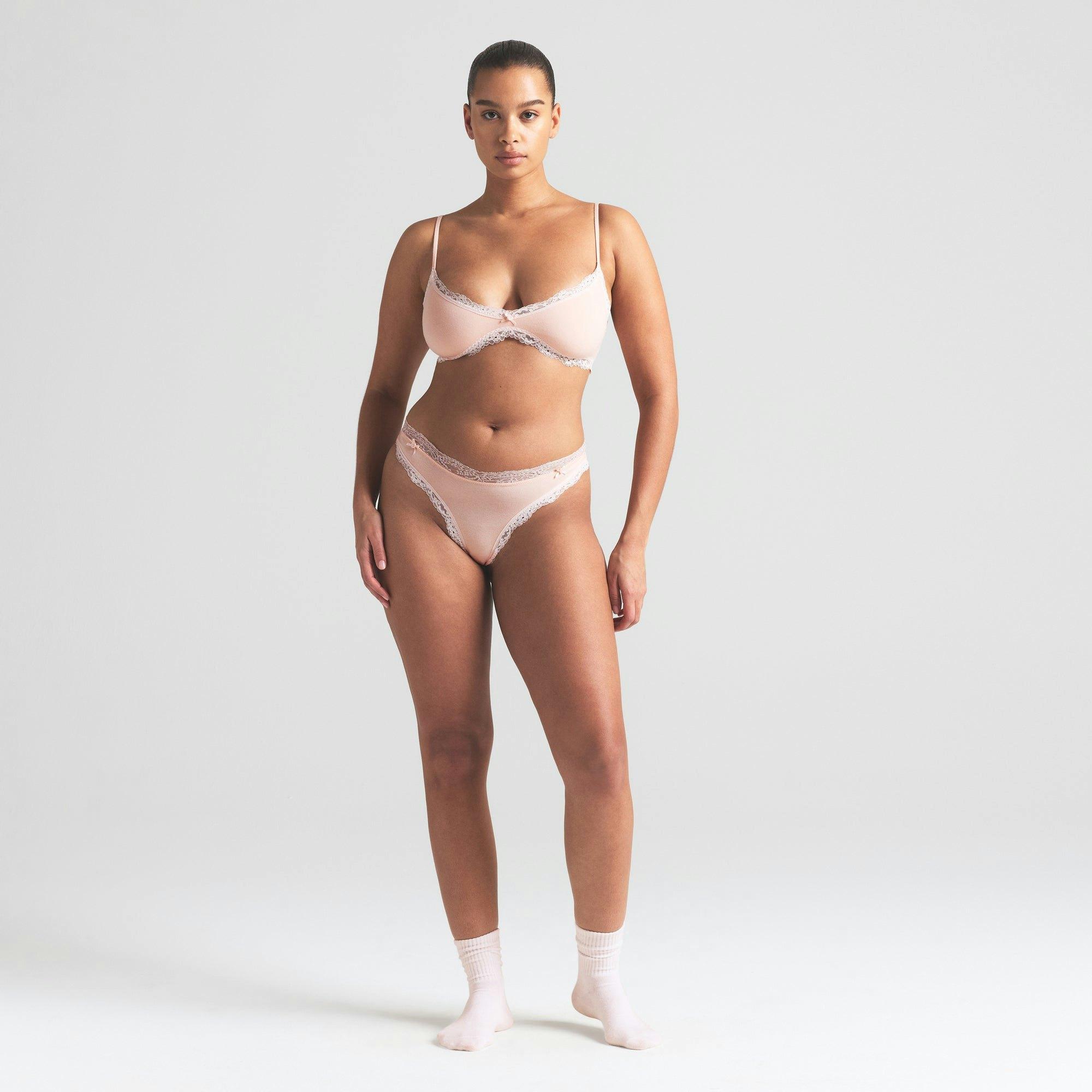 COTTON JERSEY LACE THONG | PRIMROSE Product Image