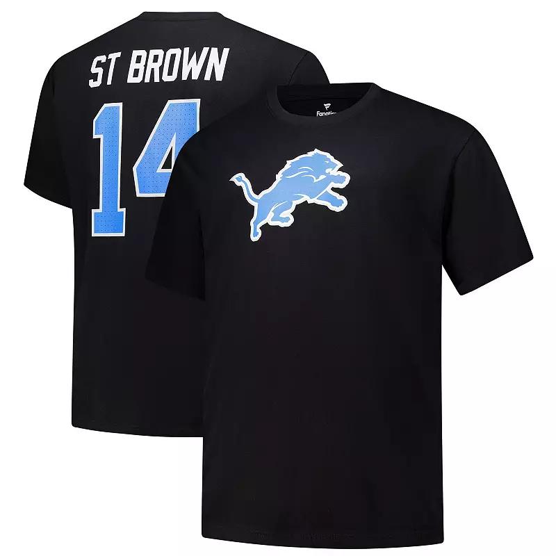 Men's Fanatics Amon-Ra St. Brown Black Detroit Lions Big & Tall Player Name & Number T-Shirt, Size: 2XB Product Image