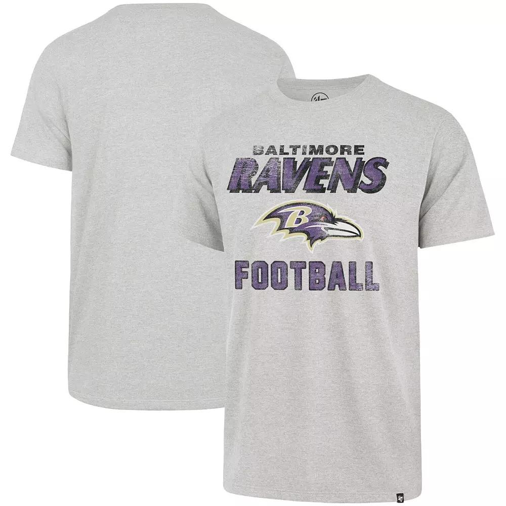 Men's '47 Heathered Gray Baltimore Ravens Dozer Franklin Lightweight T-Shirt,  Product Image