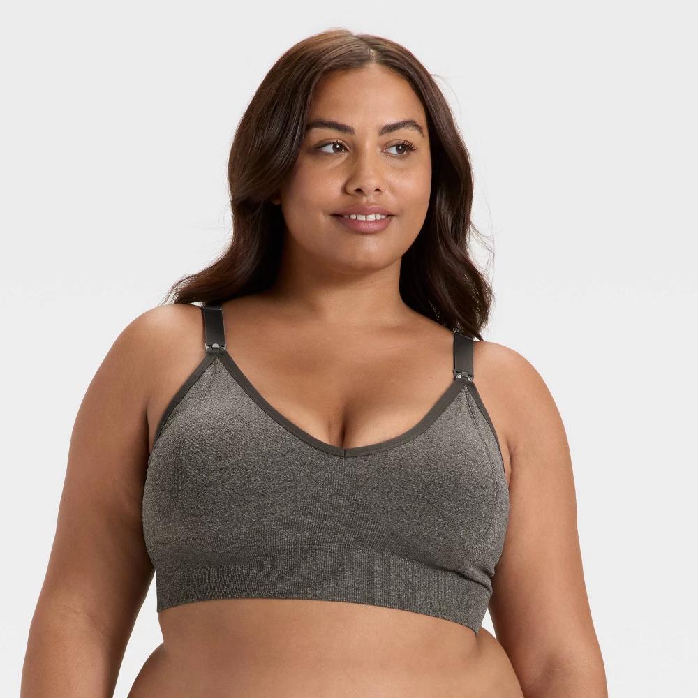 Women's Seamless Light Support Nursing Sports Bralette - Auden™ Heathered Gray XL Product Image