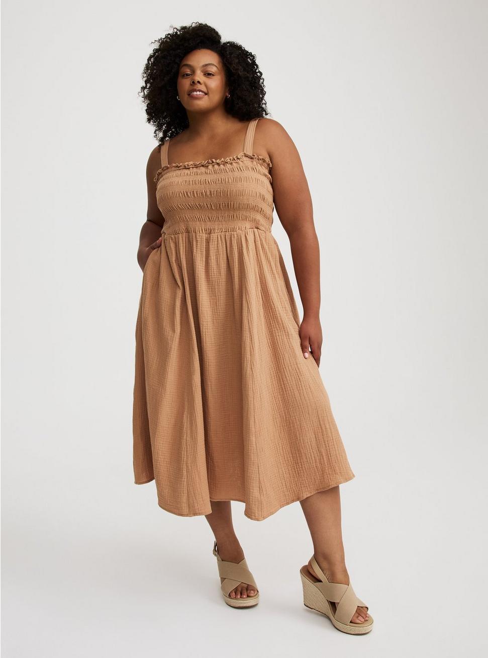 Midi Pucker Gauze Dress Product Image