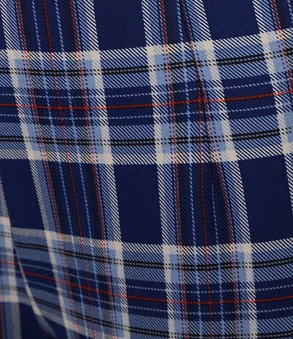 Slim Factor by Investments Ponte Knit Blue Plaid No Waist Skinny Leg Leggings Product Image