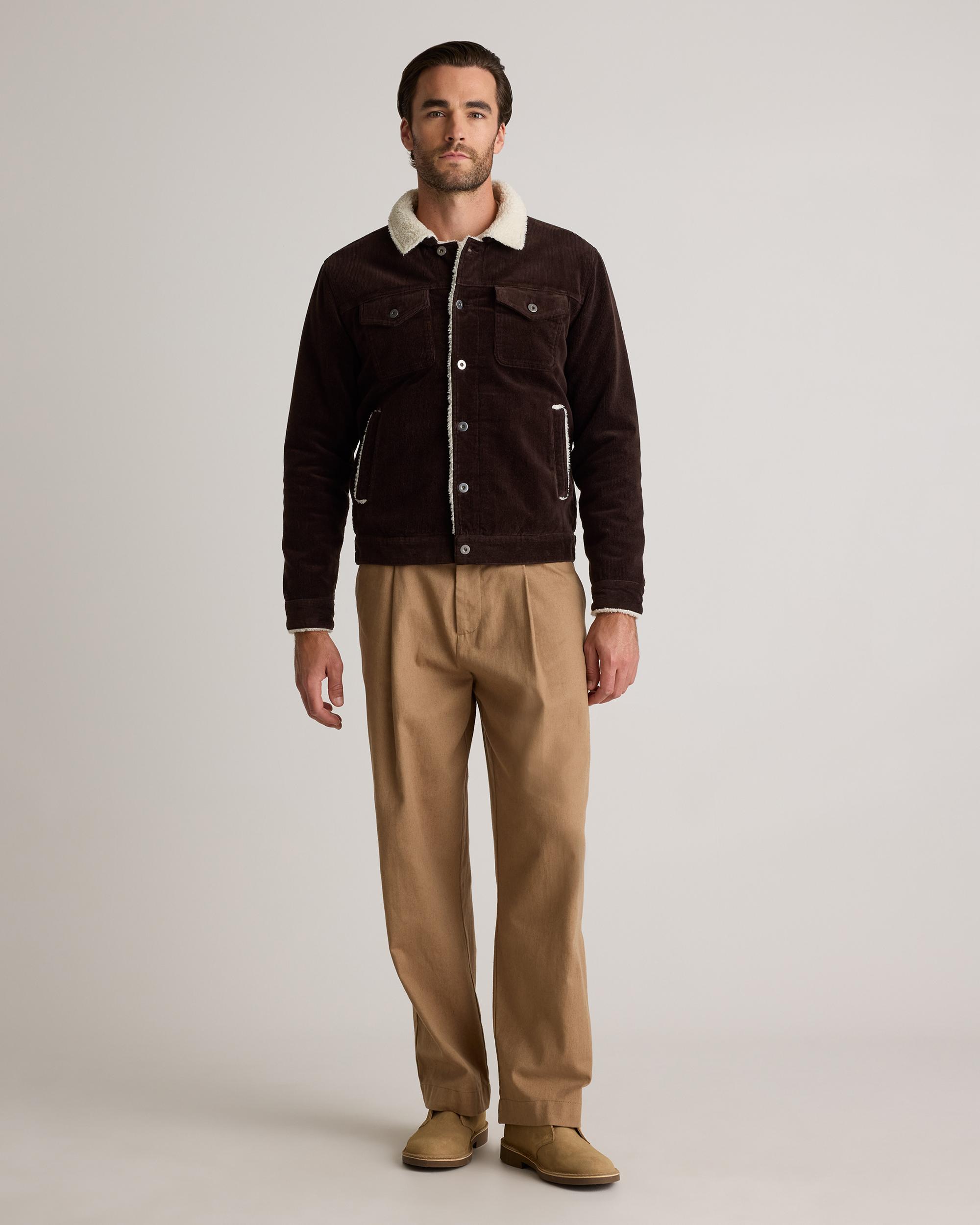 Quince | Men's Organic Stretch Corduroy Sherpa-Lined Trucker Jacket Size XL, 100% Polyester Product Image