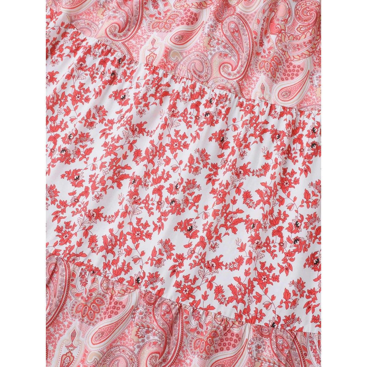 Plus Size Floral Paisley Print Cami Pockets Midi Dress Crepe Women U-neck Sleeveless Curvy BloomChic 10/M Product Image