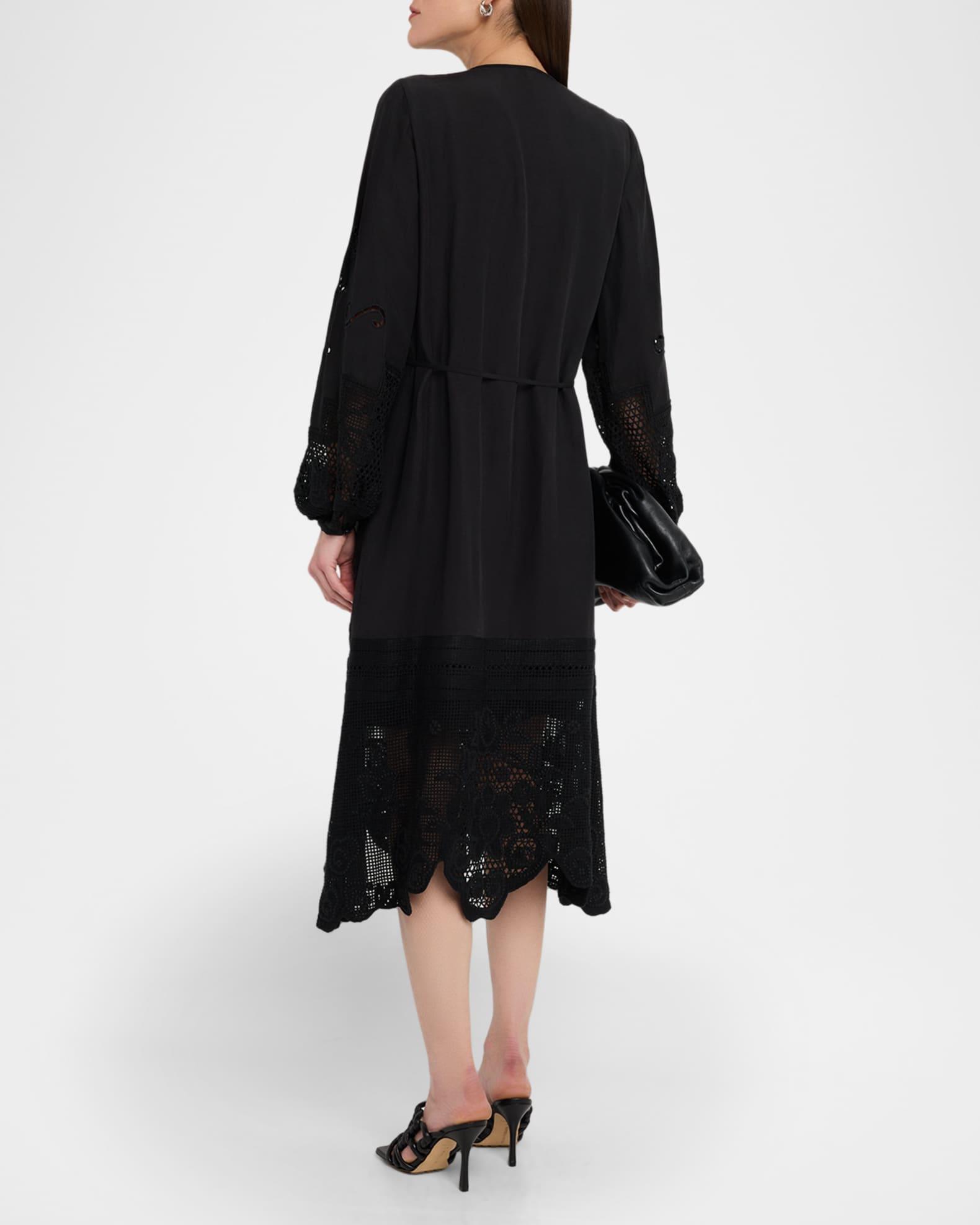 Yelle Pintuck Lace-Inset Linen Midi Dress Product Image