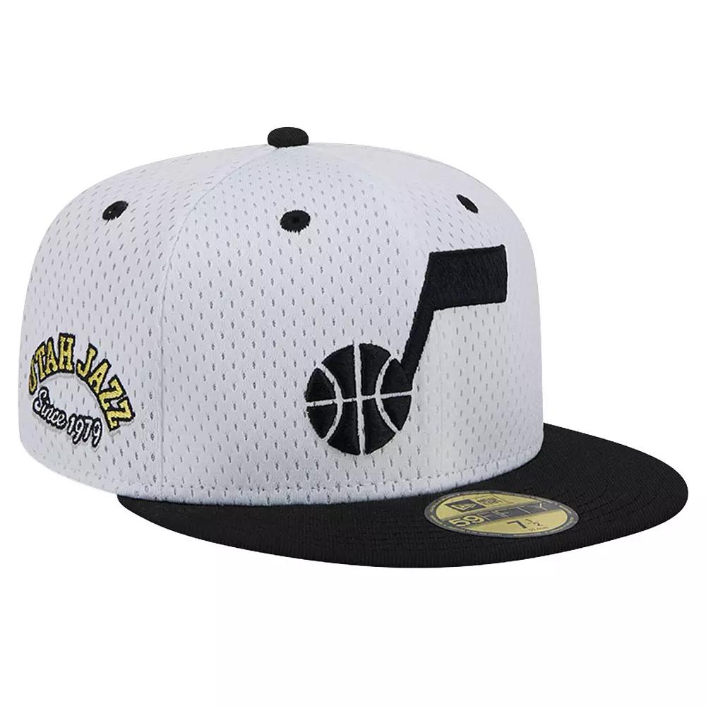 Men's New Era White/Black Utah Jazz Throwback 2Tone 59FIFTY Fitted Hat,  Product Image
