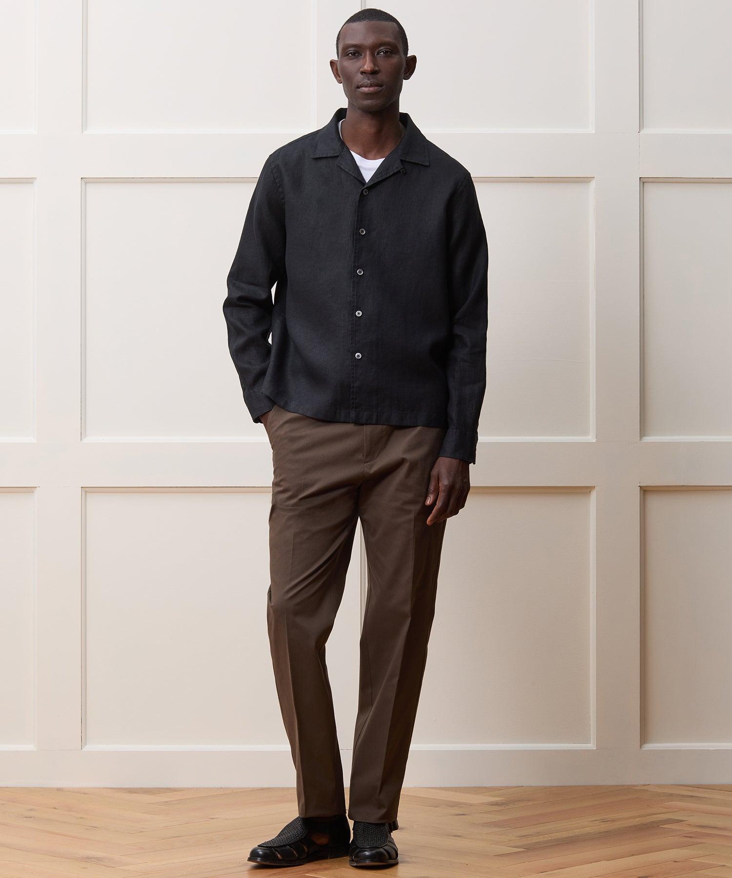 Cropped Sea Soft Irish Linen Camp Collar Shirt Product Image