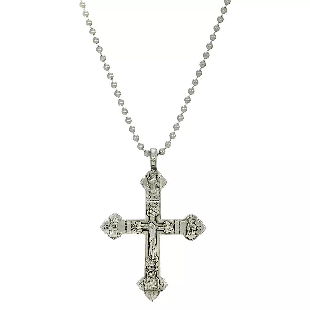Mens Symbols of Faith Silver-tone Crucifix Necklace, Mens, Silver Tone Product Image