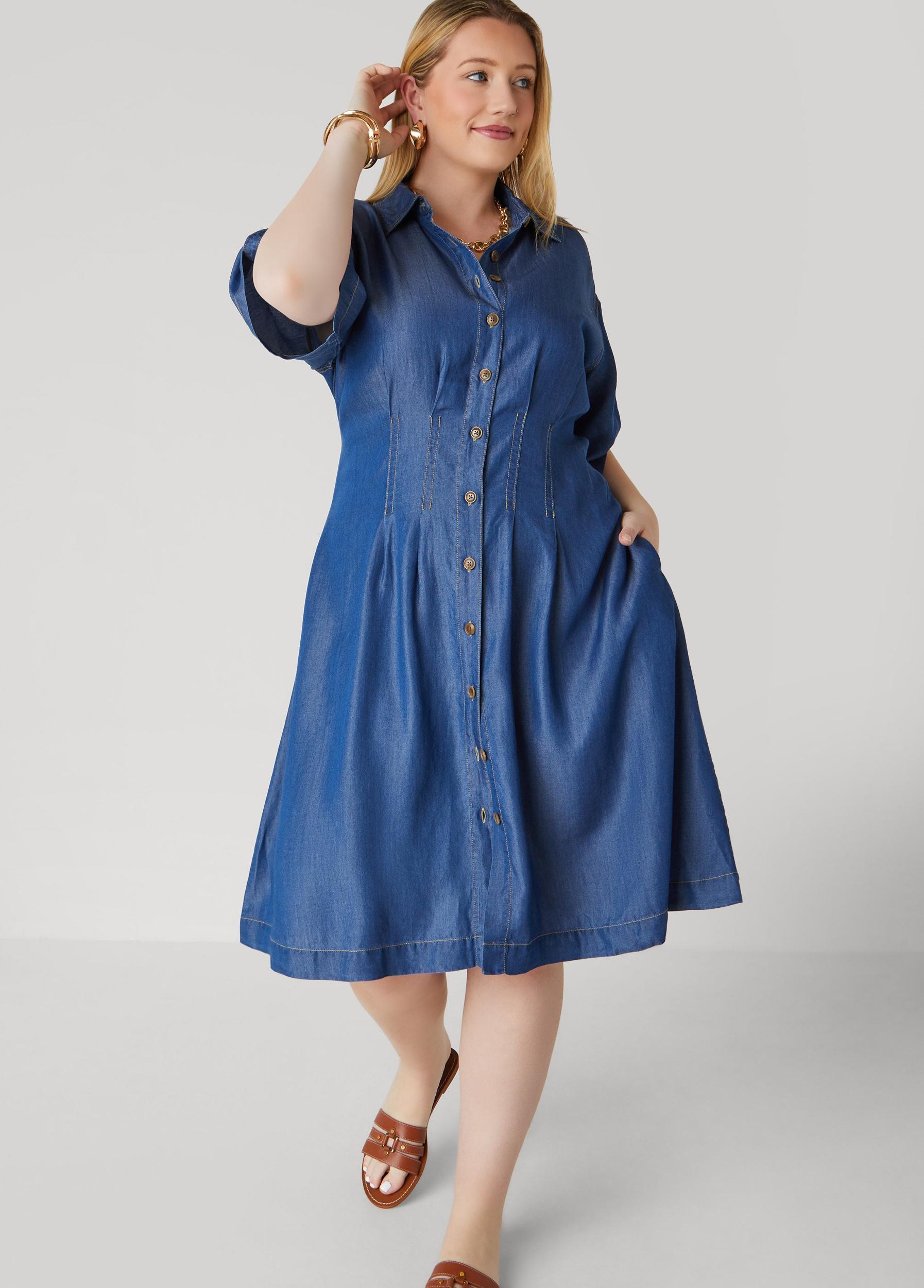 Chambray A Line Shirtdress Product Image