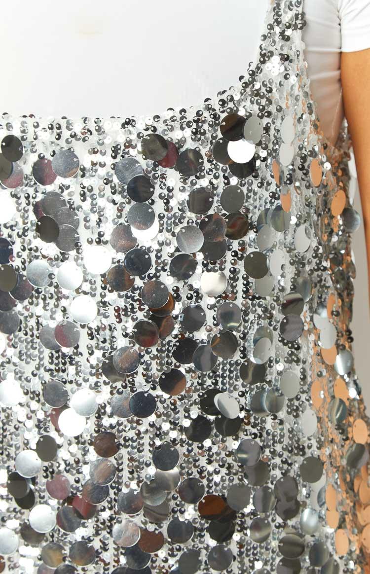 Priya Silver Sequin Mini Dress Product Image