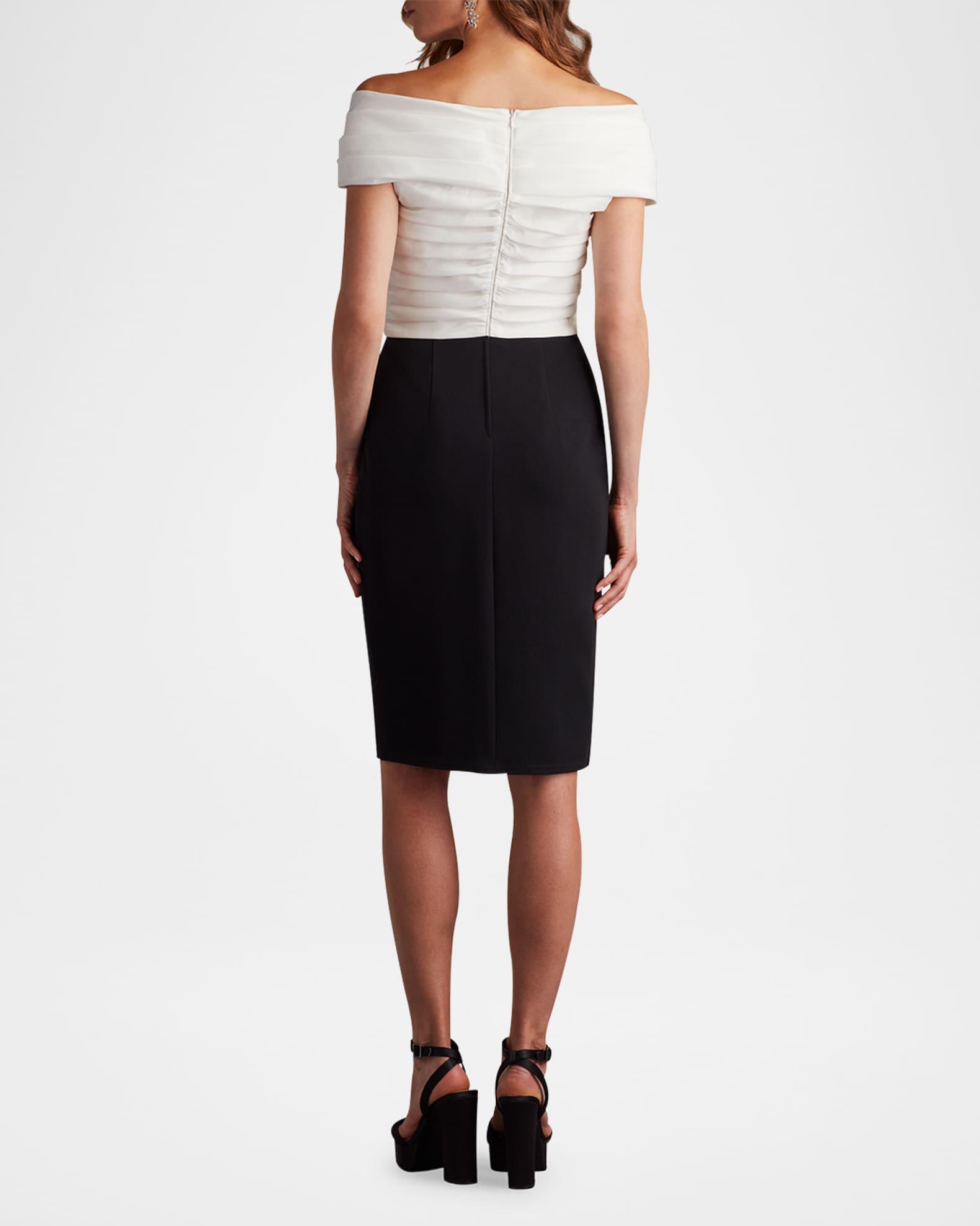 Pleated Two-Tone Crepe & Taffeta Dress Product Image