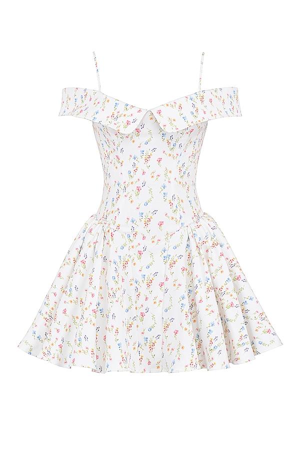 Elida  white posy print corset mini dress - sale Product Image