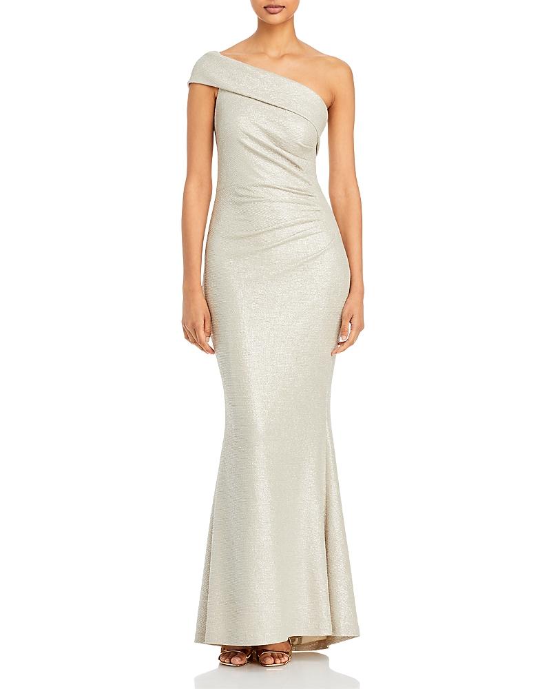 Eliza J Metallic Knit One Shoulder Gown Product Image