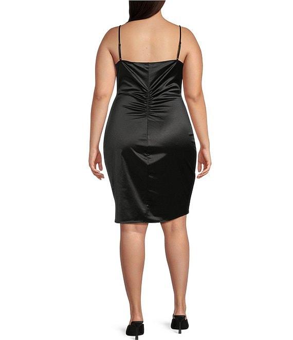 Honey and Rosie Plus Pleated Side Shirred Back Bodycon Dress Product Image