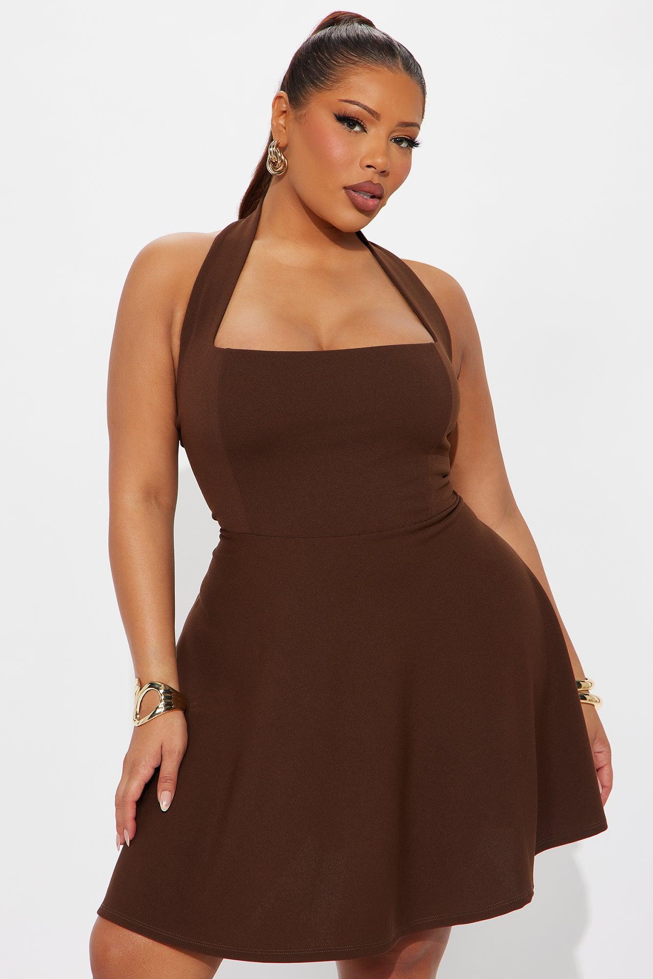 Alena Halter Mini Dress - Chocolate Product Image