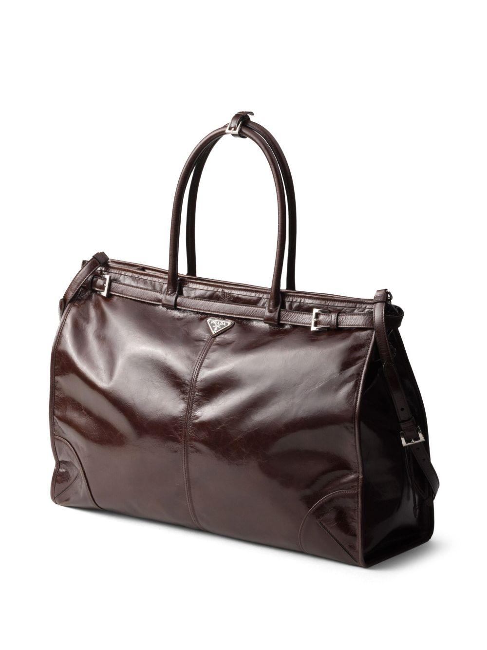 triangle-logo leather tote bag Product Image