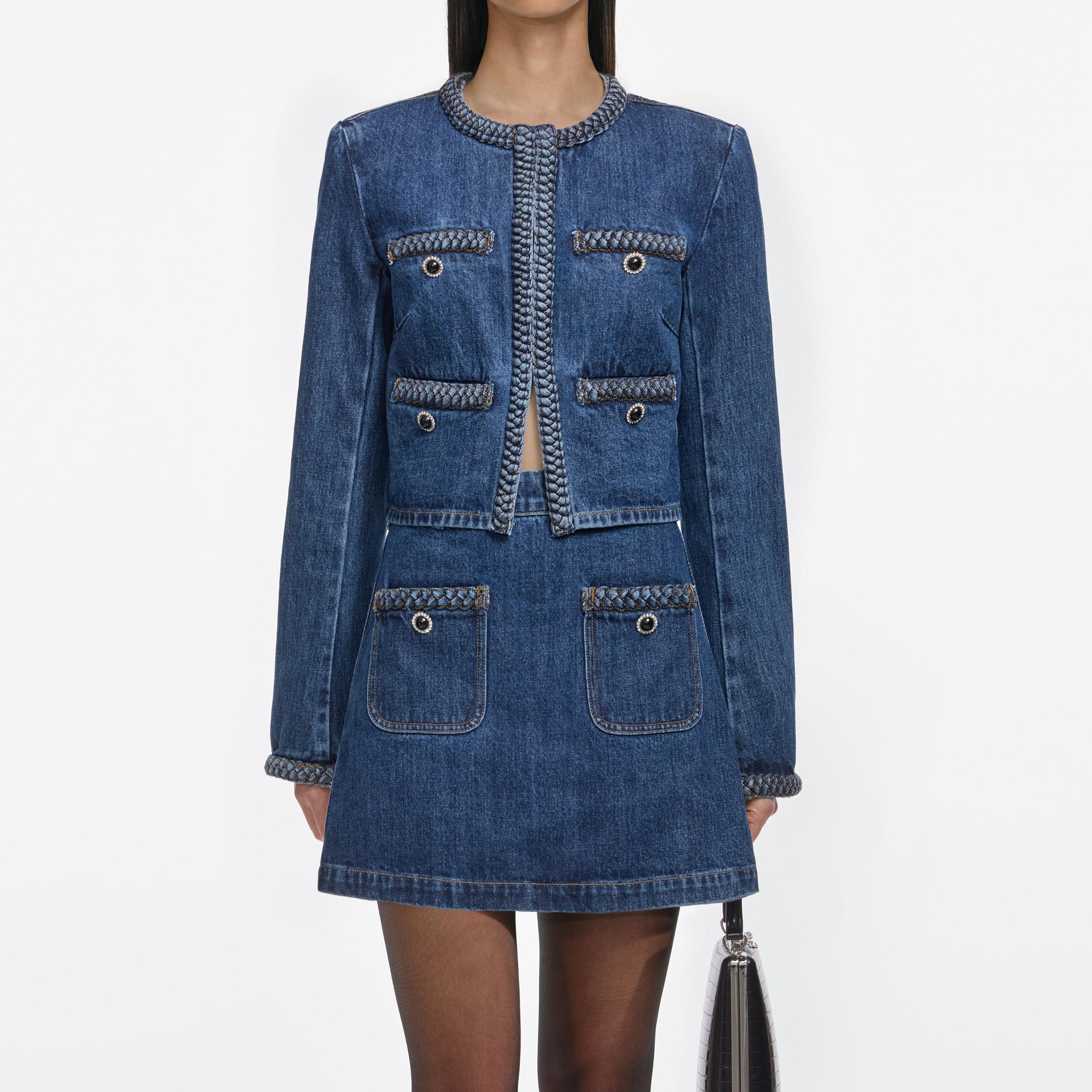 Denim Braided Mini Skirt Product Image