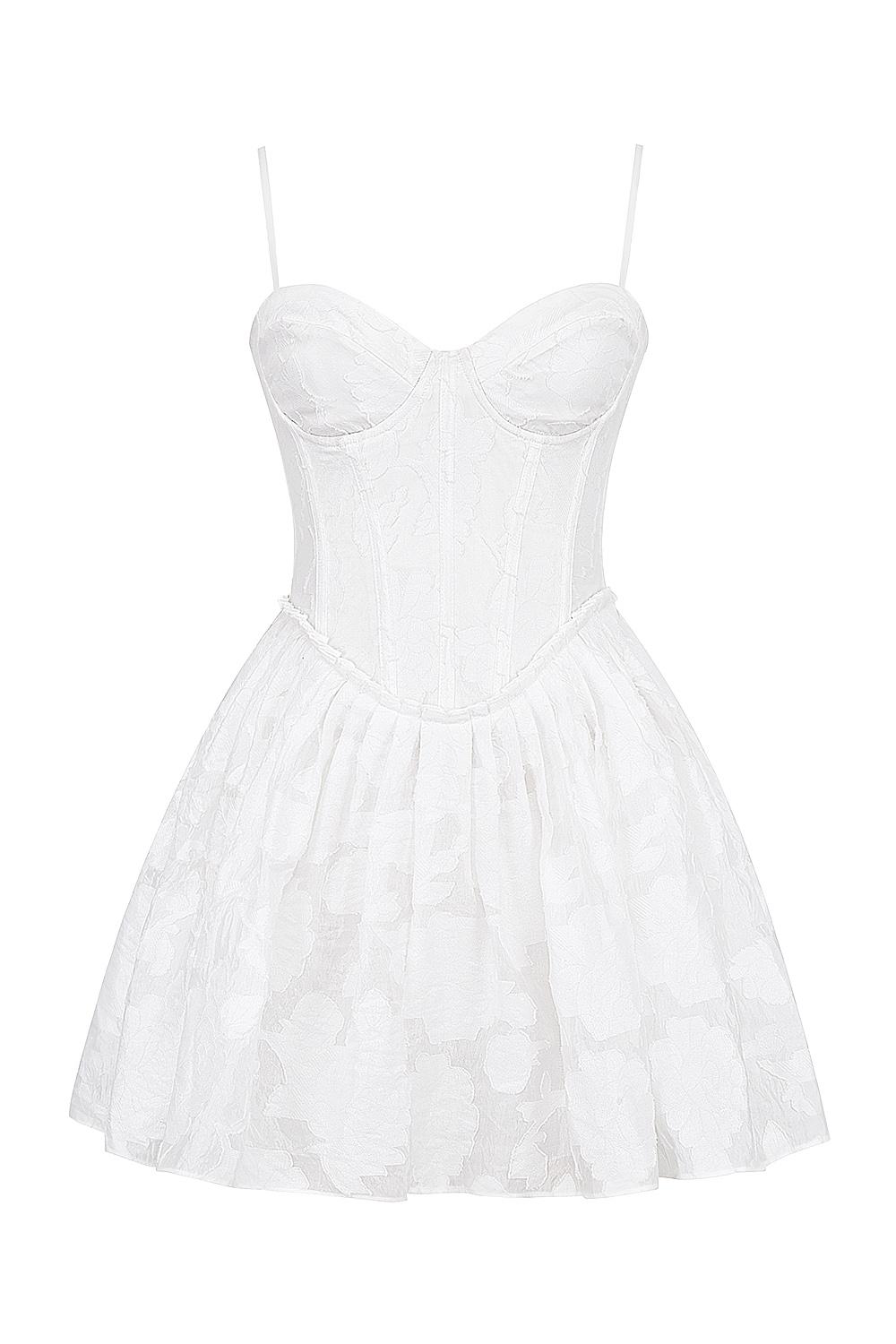 Nerissa  white jacquard corset mini dress Product Image