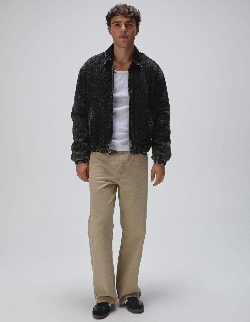 RSQ Mens Washed Cropped Denim Jacket - BLACK Product Image