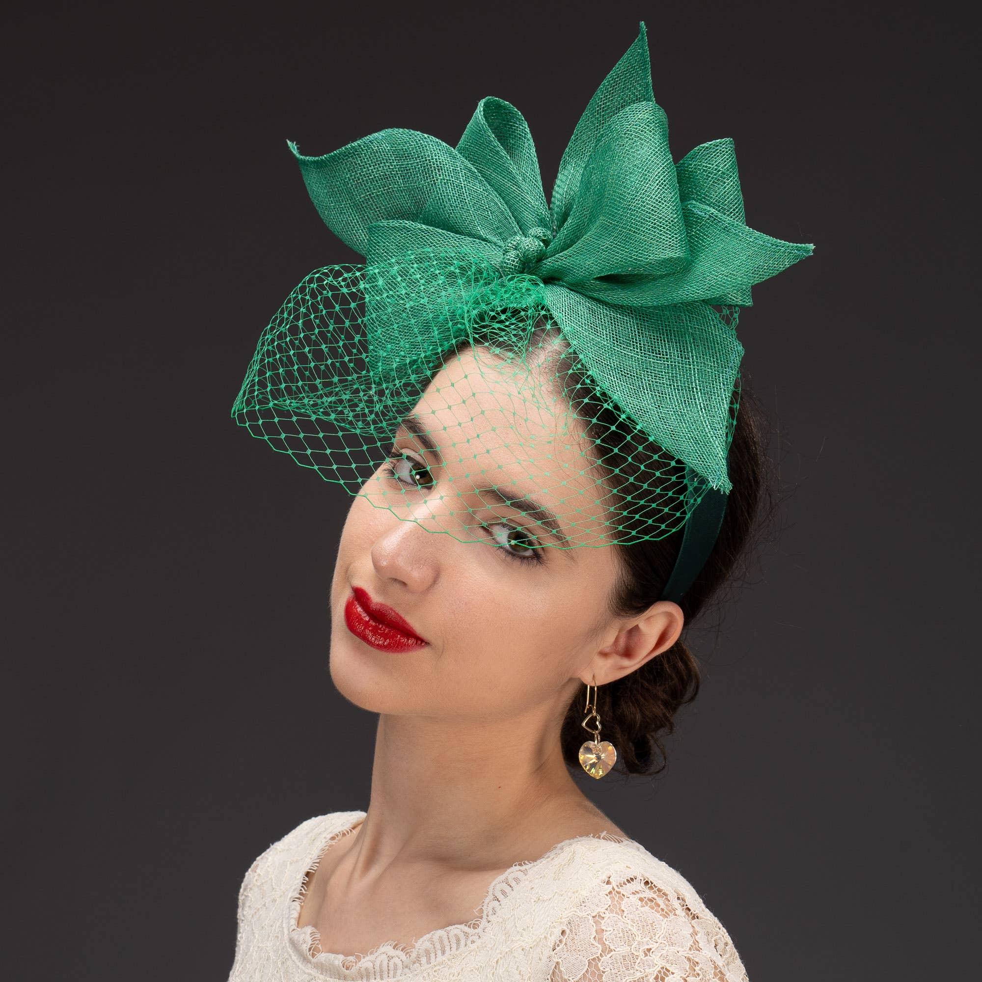 Large Sinamay Bow And French Veil Fascinator Product Image