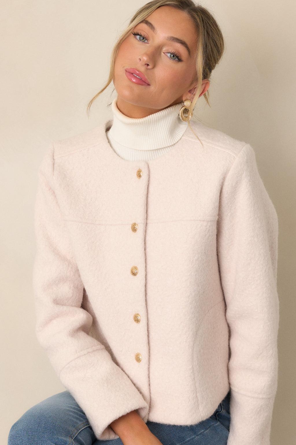 In My Heart Ivory Bouclé Jacket Product Image