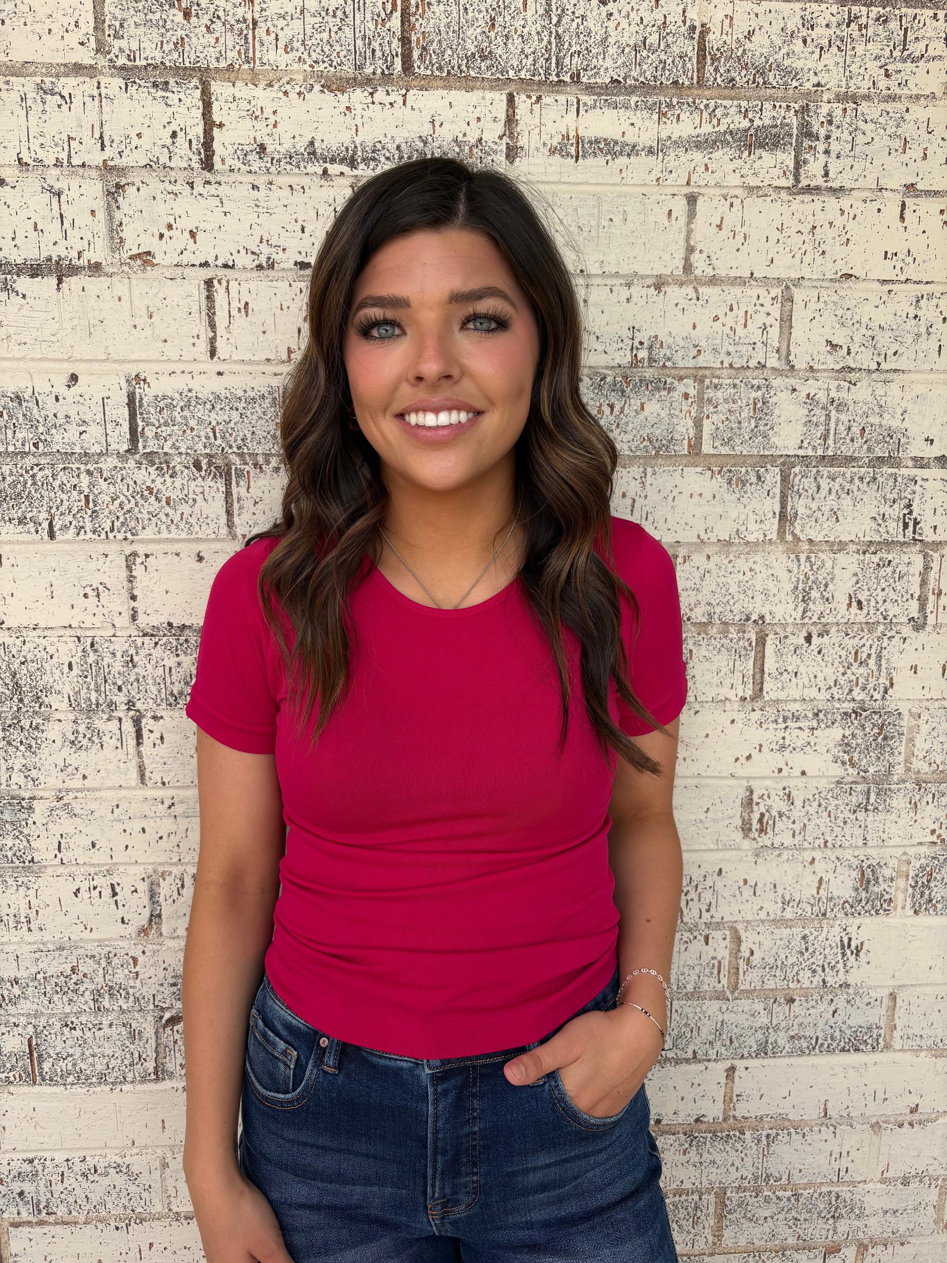 Seamless Round Neck Short Sleeve Top - 5 Colors Product Image