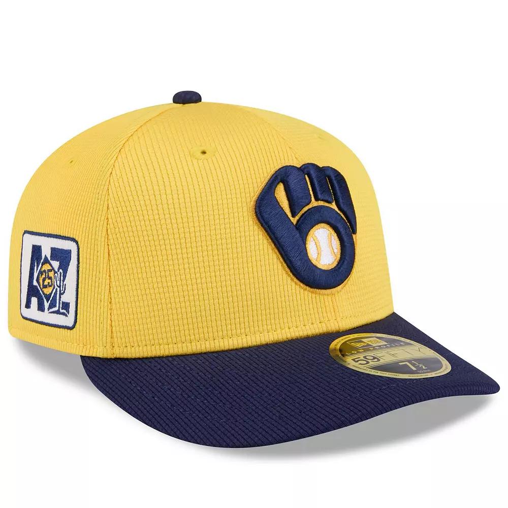 Men's New Era  Gold/Navy Milwaukee Brewers 2025 Spring Training Low Profile 59FIFTY Fitted Hat, Size: 7 5/8 Product Image