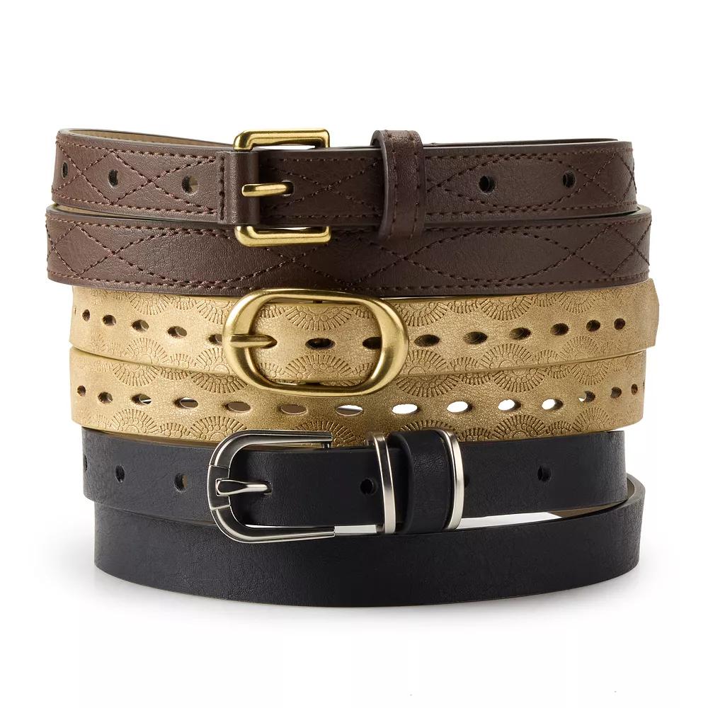 Women's Sonoma Goods For Life® Metallic 3-Belt Set, Size: Small, Multi Product Image