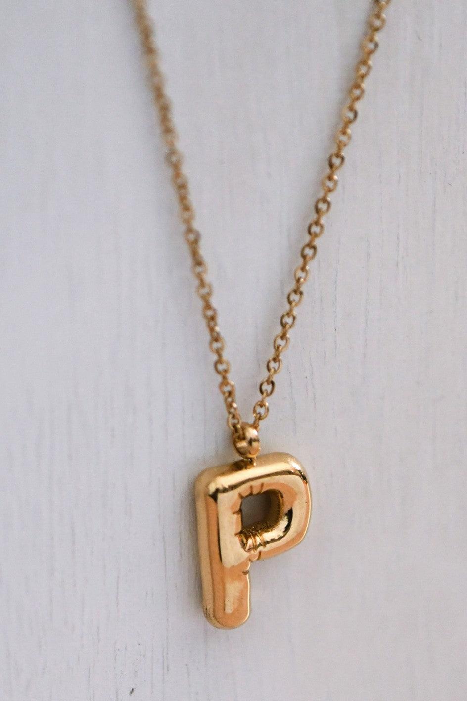 Balloon Initial Gold Necklace Product Image