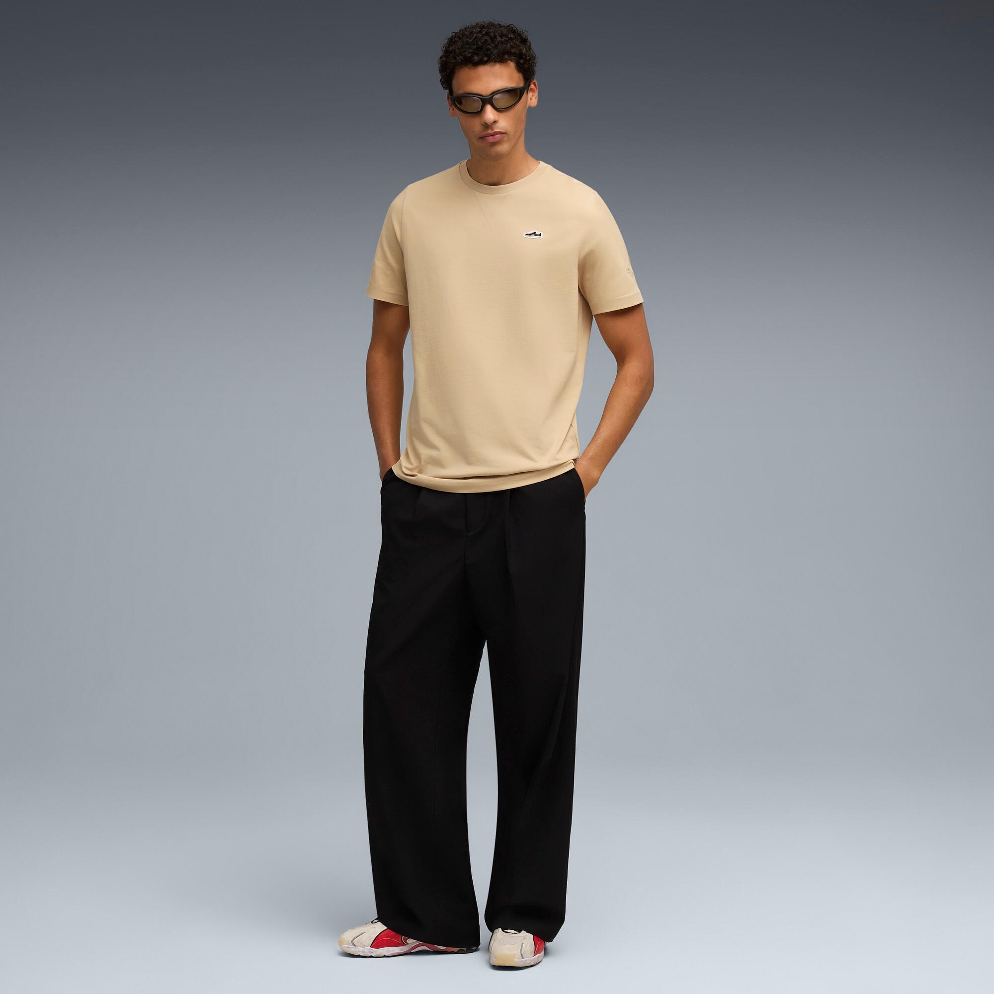 WARDROBE ESSENTIALS Suede Logo Men's Tee Product Image