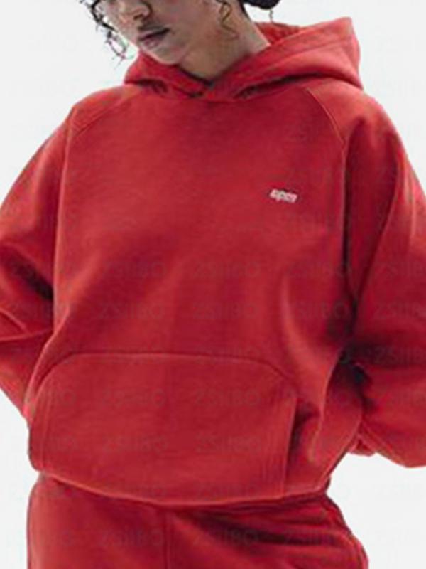 Simple Letter Embroidered Print Oversized Hoodie Product Image