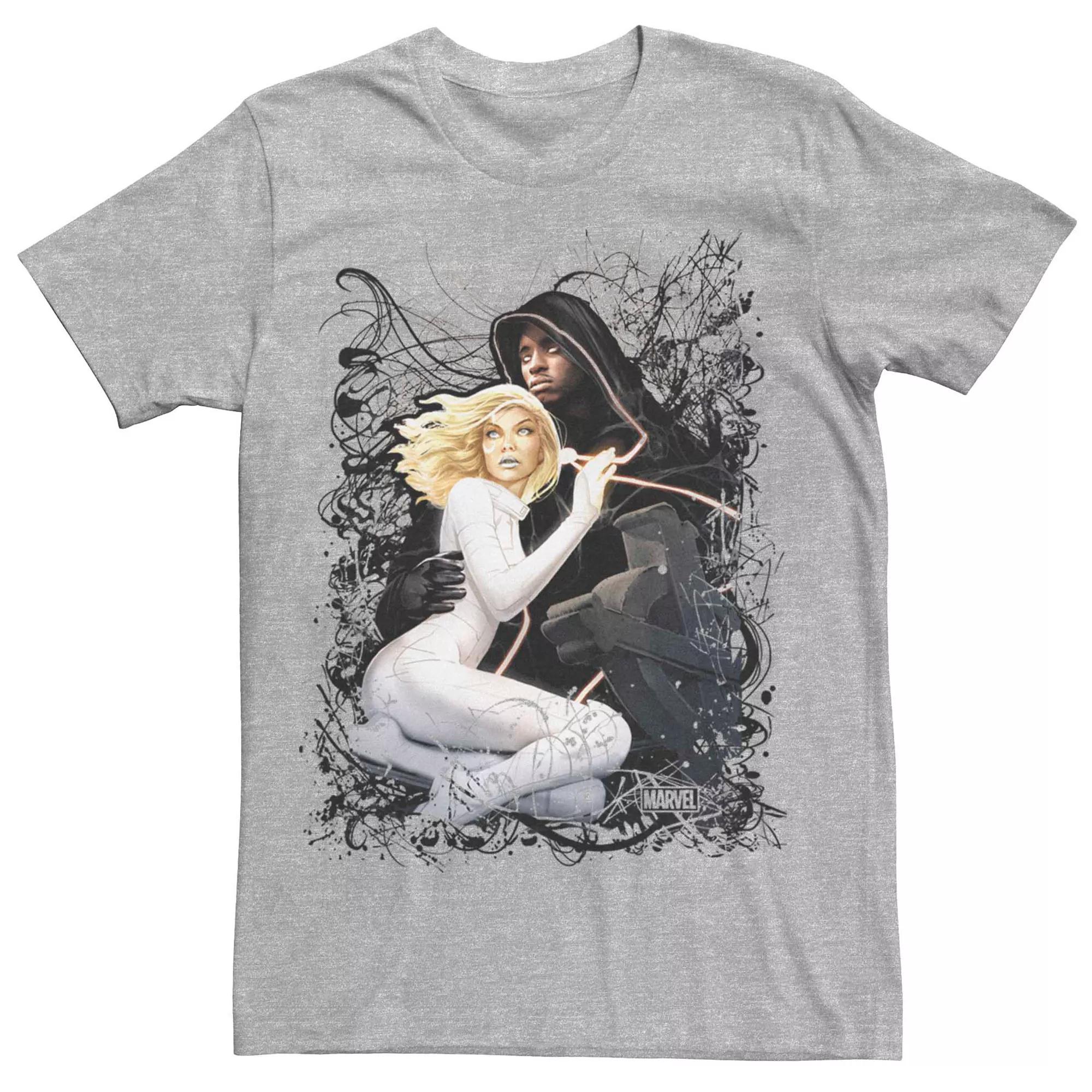 Men's Marvel's Cloak And Dagger Splatter Portrait Tee, Size: Medium, Athletic Grey Product Image