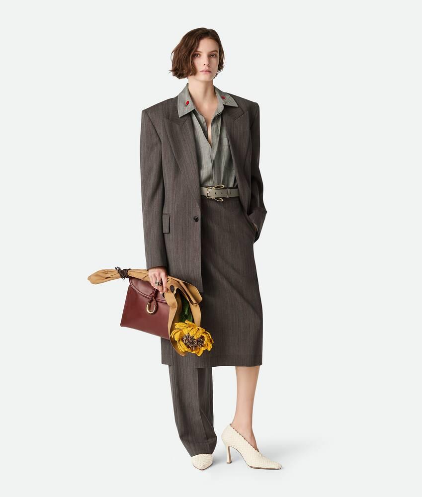 Women's Wool Subtle Stripe Skirt Trousers in Grey/brown melange Product Image