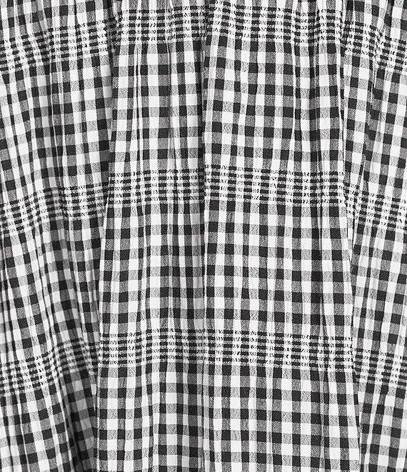 Allison & Kelly Seersucker Gingham V-Neck Ruffled Empire Waist Tiered Babydoll Dress Product Image