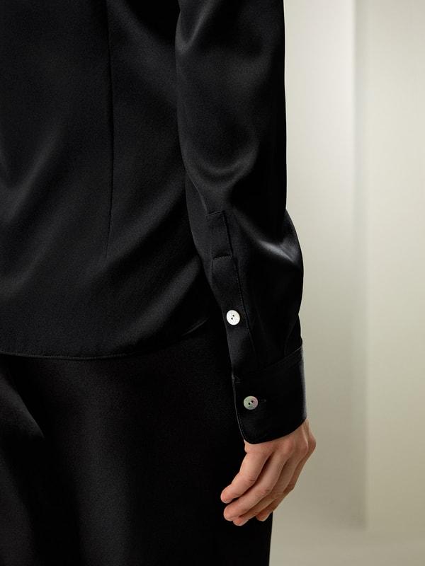 LILYSILK Silk Shirt Women - Black Natural Silk - Gorgeous Hidden Placket Tops XS Product Image