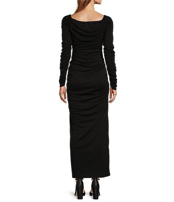 Antonio Melani Sienna Matte Jersey Ruched Square Neck Long Sleeve Midi Bodycon Dress Product Image