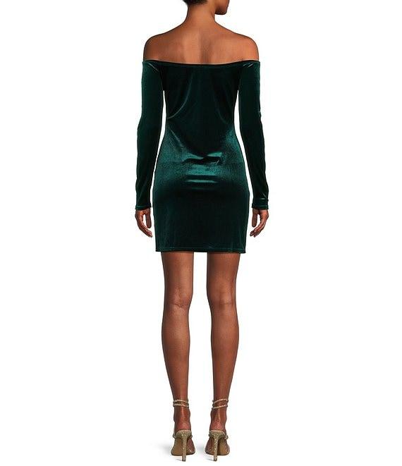 GB Velvet Off-The-Shoulder Mini Dress Product Image