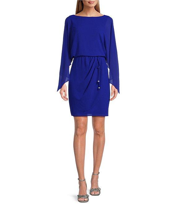 Jessica Howard Souffle Chiffon Boat Neck 3/4 Dolman Sleeve Blouson Dress Product Image