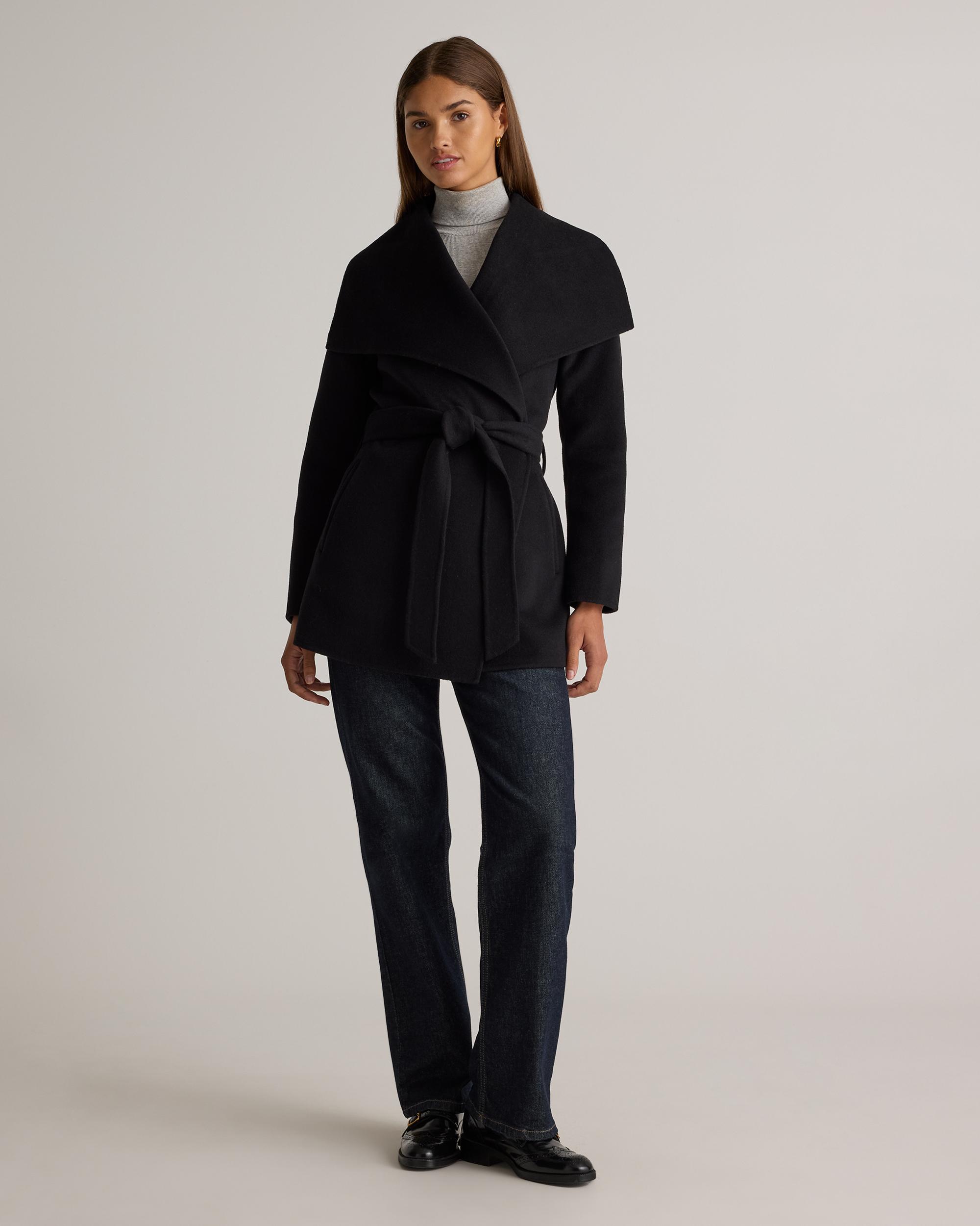 Quince | Women's Double-Faced Merino Wool Draped Collar Short Wrap Coat Product Image