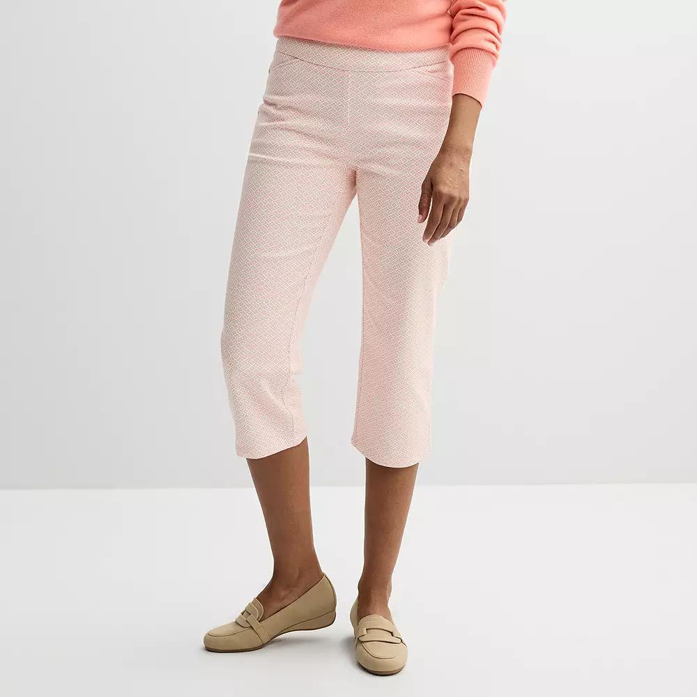 Women's Croft & Barrow® Effortless Stretch Capri Pants, Size: 8, White Pink Tiny Geo Product Image