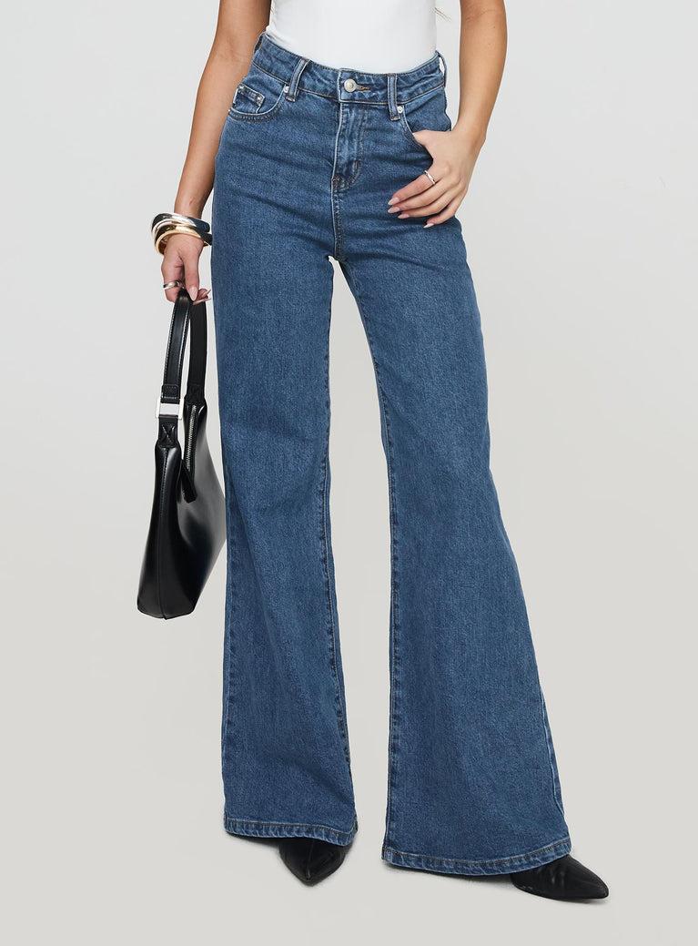 Lucille High Rise Flare Leg Jeans Mid Wash Product Image
